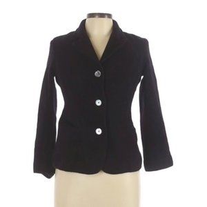 Eddie Bauer Women's Size Large Black Angora Wool Rabbit Hair Button Up Blazer